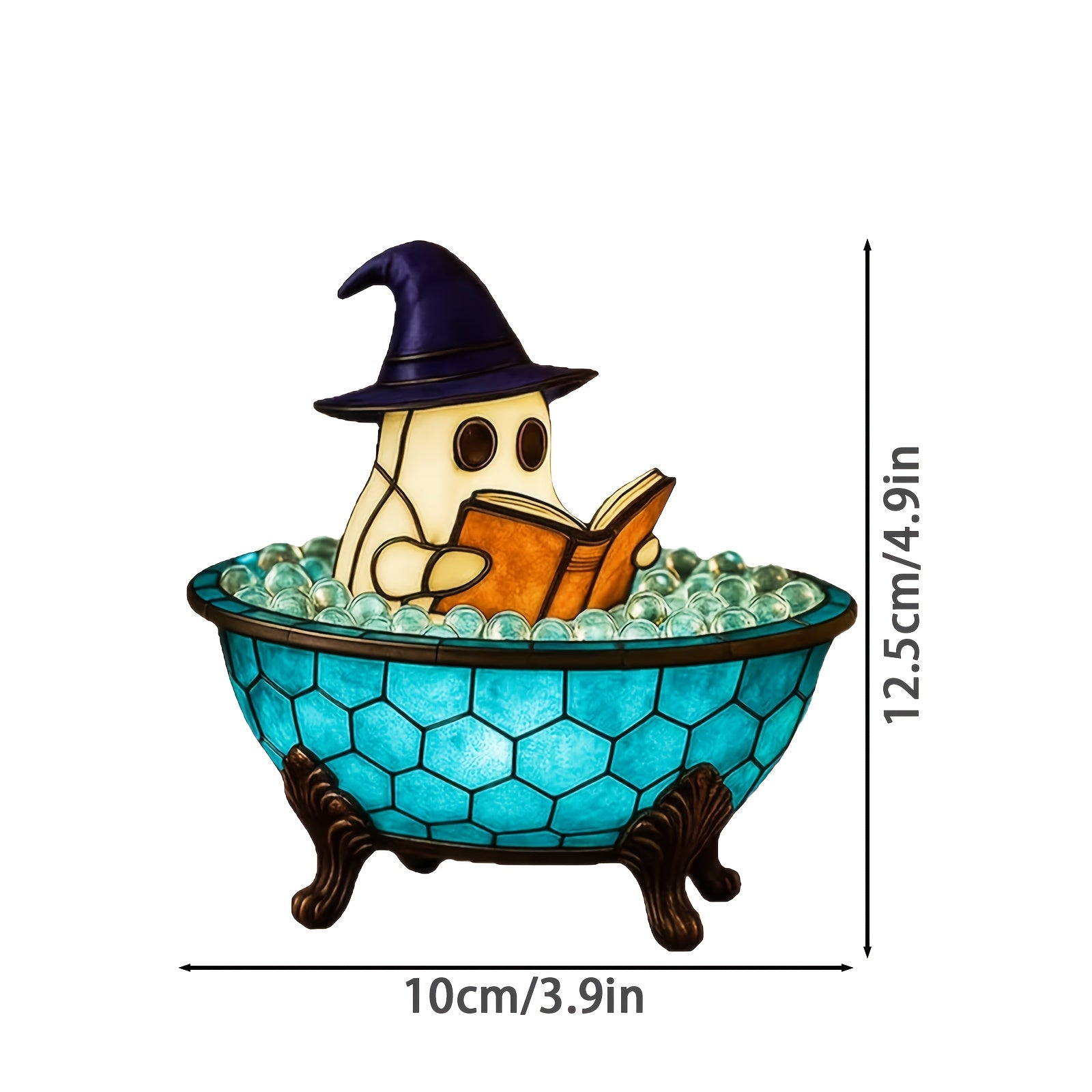 TEMU Cute Bathtub Night Light For Living Room, Tabletop, Halloween Decoration - With Hat - Soft Bedside Lamp - Resin Home Decor Lamps, Party Idea