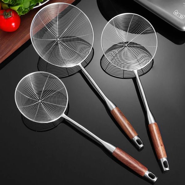 304 stainless steel spider silk filter used for cooking and frying Colander ladder skimmer with wooden handle - kitchen tool 241118