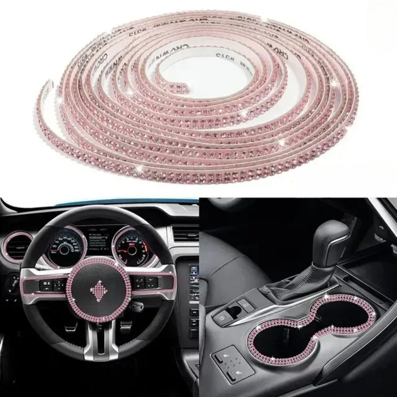 TEMU 2pcs Pink Car Decorative Stickers - Waterproof, Self-adhesive, Elegant Auto Interior Accessories For Women, Bling Cover For Cars, Trucks & Suvs,