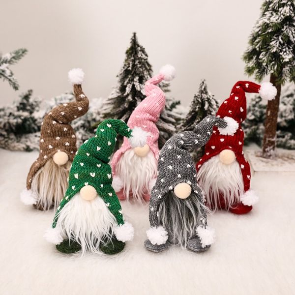 Knitted Hat Sitting Figure White Beard Doll Dolls Christmas Decorations Ornaments Xmas Gifts