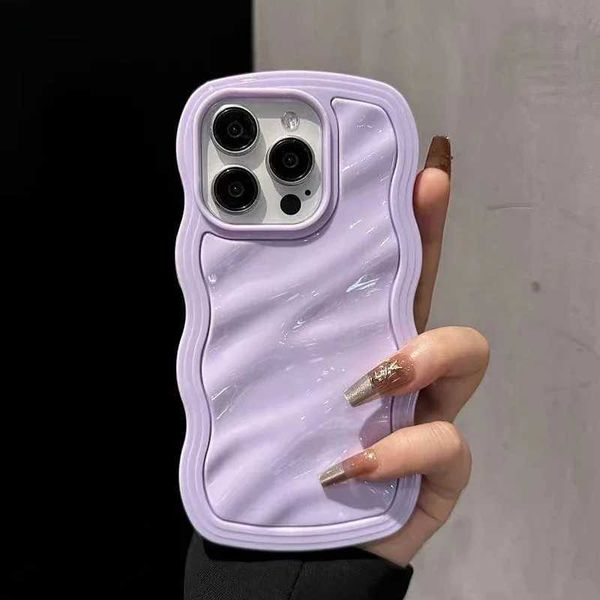 Luxury wave pattern candy phone case suitable for iPhone 11 12 13 14 15 16 Pro maximum shock-absorbing silicone bumper cover W241012