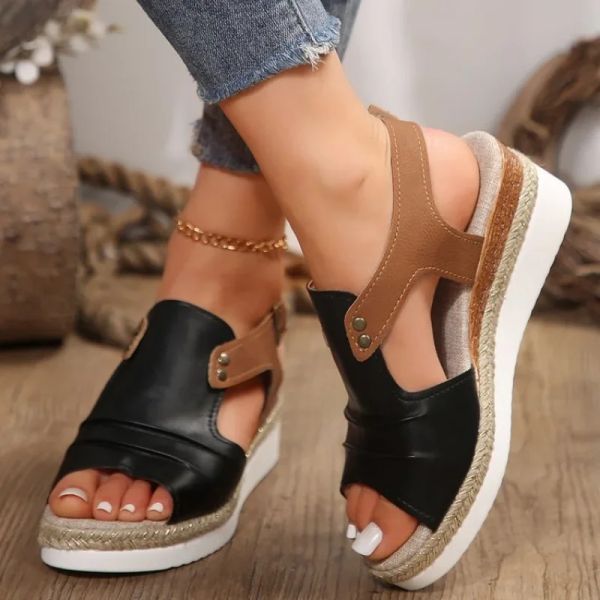 Fashion Women Wedge Sandals Female Ankle Wrap Strap Platform Sandles Woman Open Toe Thick Bottom Shoes Sandalias Mujer 686c