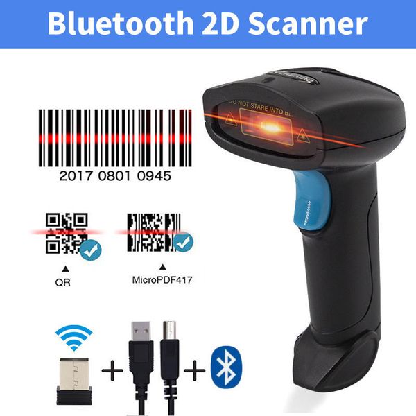 Wireless Bluetooth One QR Barcode Scanning Gun Supermarket Logistics Express Bar Code Auto-Induction Scanner wholesale
