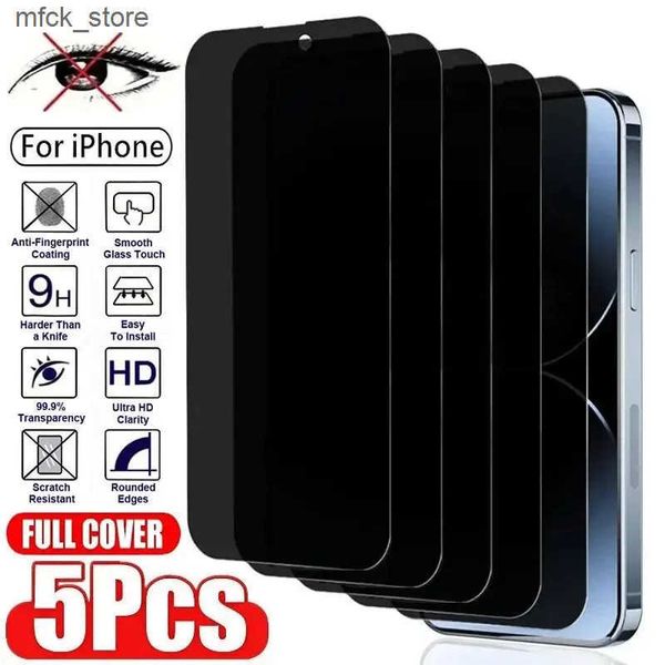 Cell Phone Protectors 5Pcs Full Cover Privacy Screen Protector 12 Anti-spy For iPhone 11 13 14 15 Pro Max Glass J241202