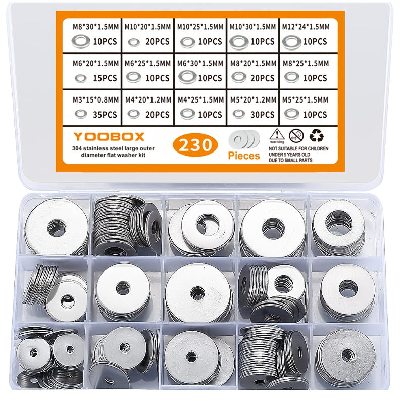 TEMU Flat Washer Set, 304 Stainless Steel Flat Washer M3-m4-m5-m6-m8-m9-m10-m12