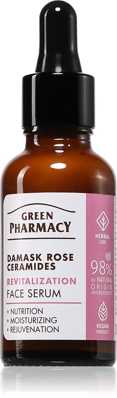 Green Pharmacy Revitaliserande ansiktsserum med damaskros och ceramider 30 ml