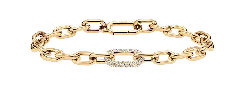 Daniel wellington Luxury Gold Plated Bracelet with Crystal Link Crystals DW00400572 - Length: 18.5 cm