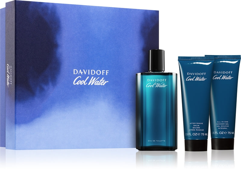 Davidoff Cool Water gavesett for menn Davidoff Cool Water Eau de Toilette 125ml + Balsam etter barbering 75ml + Dusjgelé 75ml