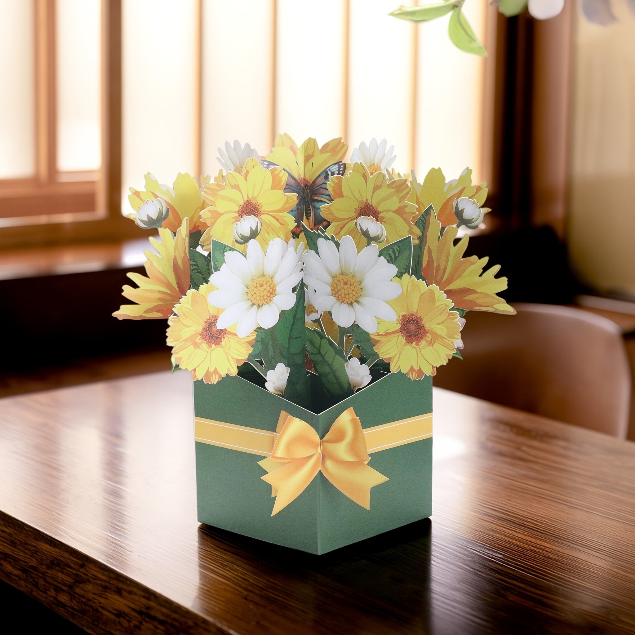 TEMU 3d Pop-up Daisy Card With Vibrant Yellow & White Flowers, , Birthdays, Anniversaries, Weddings, Valentine's Day - Tabletop Decorative Ornament,