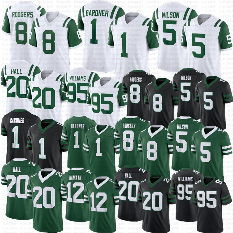 2024 Davante Adams Ahmad Sauce Gardner Aaron Rodgers Garrett Wilson Football Jersey Breece Hall Quinnen Williams Joe Namath Klecko McDonald Fashanu
