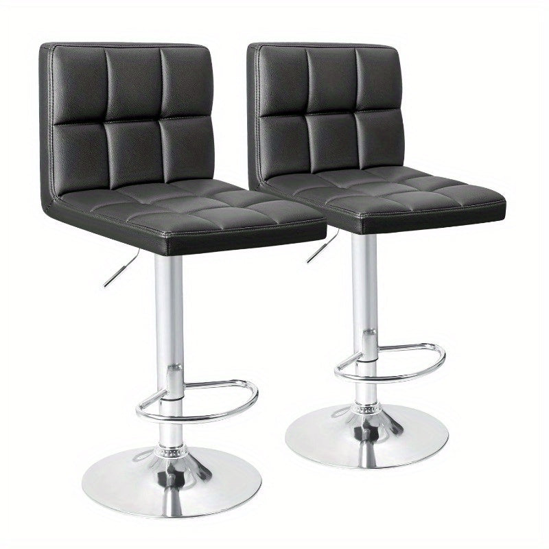 TEMU 2pcs Modern Adjustable Height Rotate Bar Stools, Bar Chairs With Pu Leather, Footrest And L Shape Thicken Cushion Back, Counter Height Barstools