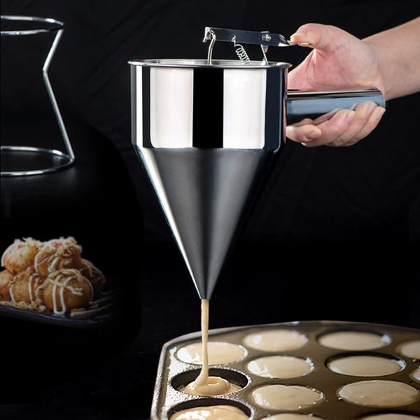 Other Kitchen Tools Stainless Steel Batter Dispenser Conical Shape Octopus Balls Cake Making Funnel With Rack for Cupcake Pancake Baking Too