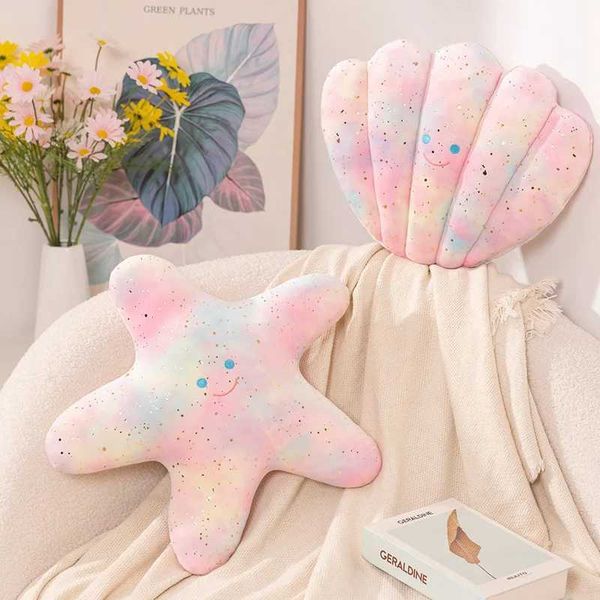 Plush Dolls New Shell Pillow Girl Heart Plush Toy Starfish Shell Home Sofa Pillow Soft Cute Girls Bedside Pillow Holiday Gift z241212