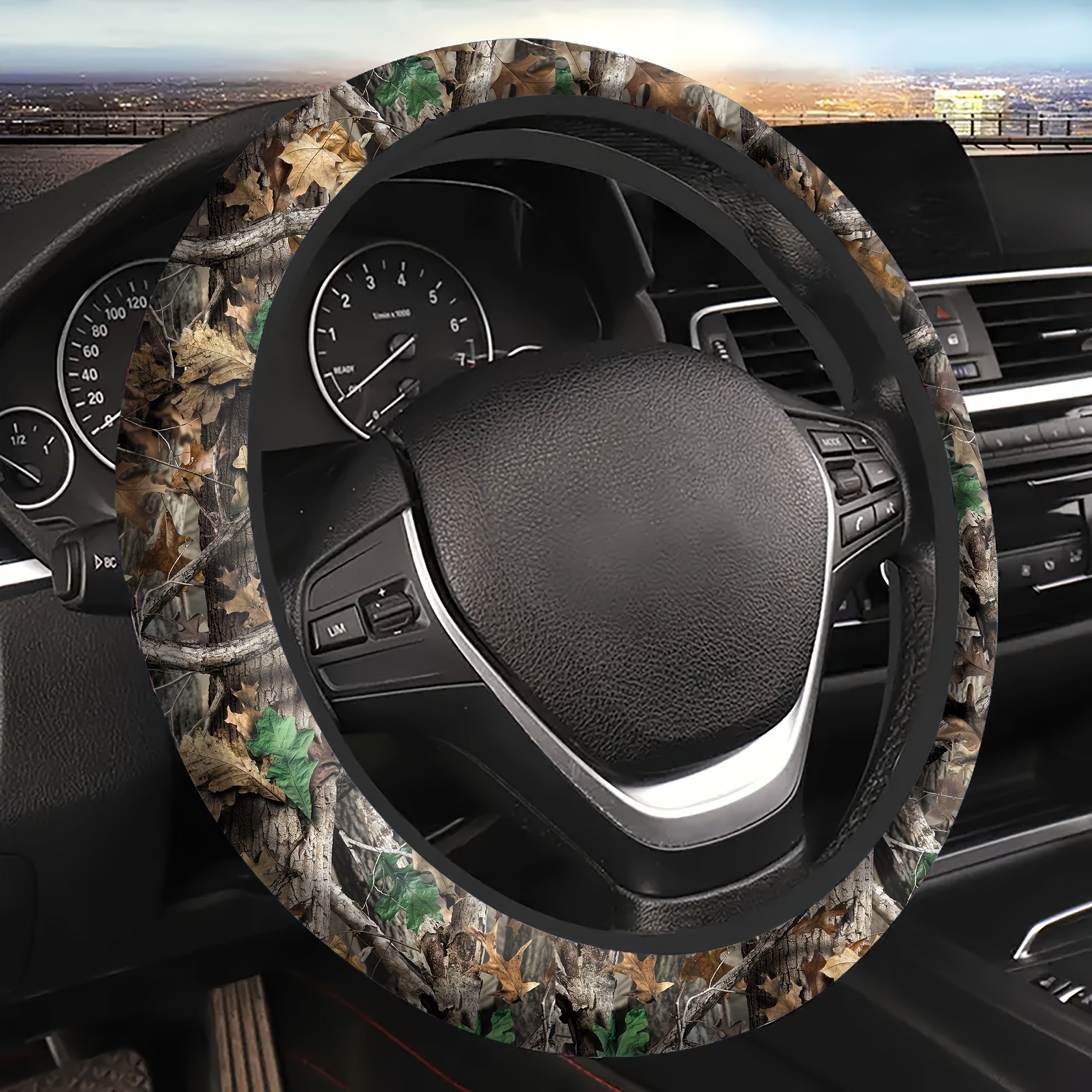 TEMU Camo Neoprene Steering Wheel Cover 15 Inch - Skidproof, Sweat-absorbent, Universal Fit For Most Cars And Suvs - With Grip - 1pc Without