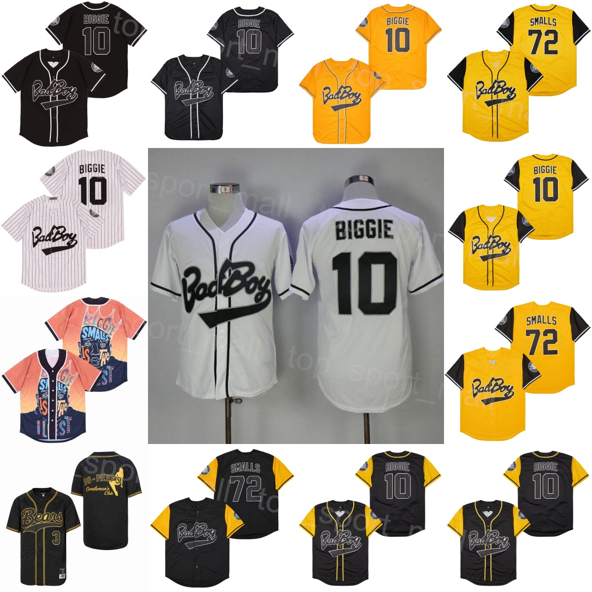 Movie Baseball Badboy Bad Boy Jersey Notorious 10 Biggie Smalls 72 Embroidery And Stitched Team Black White Pinstripe Retire Cooperstown Cool Base B