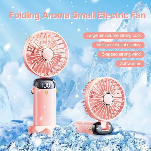 Handheld Mini Fan Foldable Portable Neck Hanging Fan 5-speed USB Charging Fan with Phone Stand and Monitor B240817