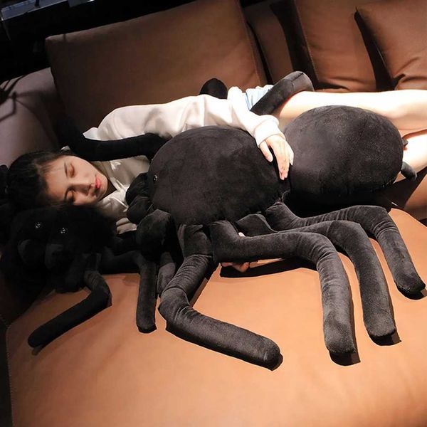 30-40cm Giant Simulation Spider Plush Toys Stuffed Animal Soft Spider Cushion Appease Toy Throw Pillow Kids Scary Horror Toy Y240817