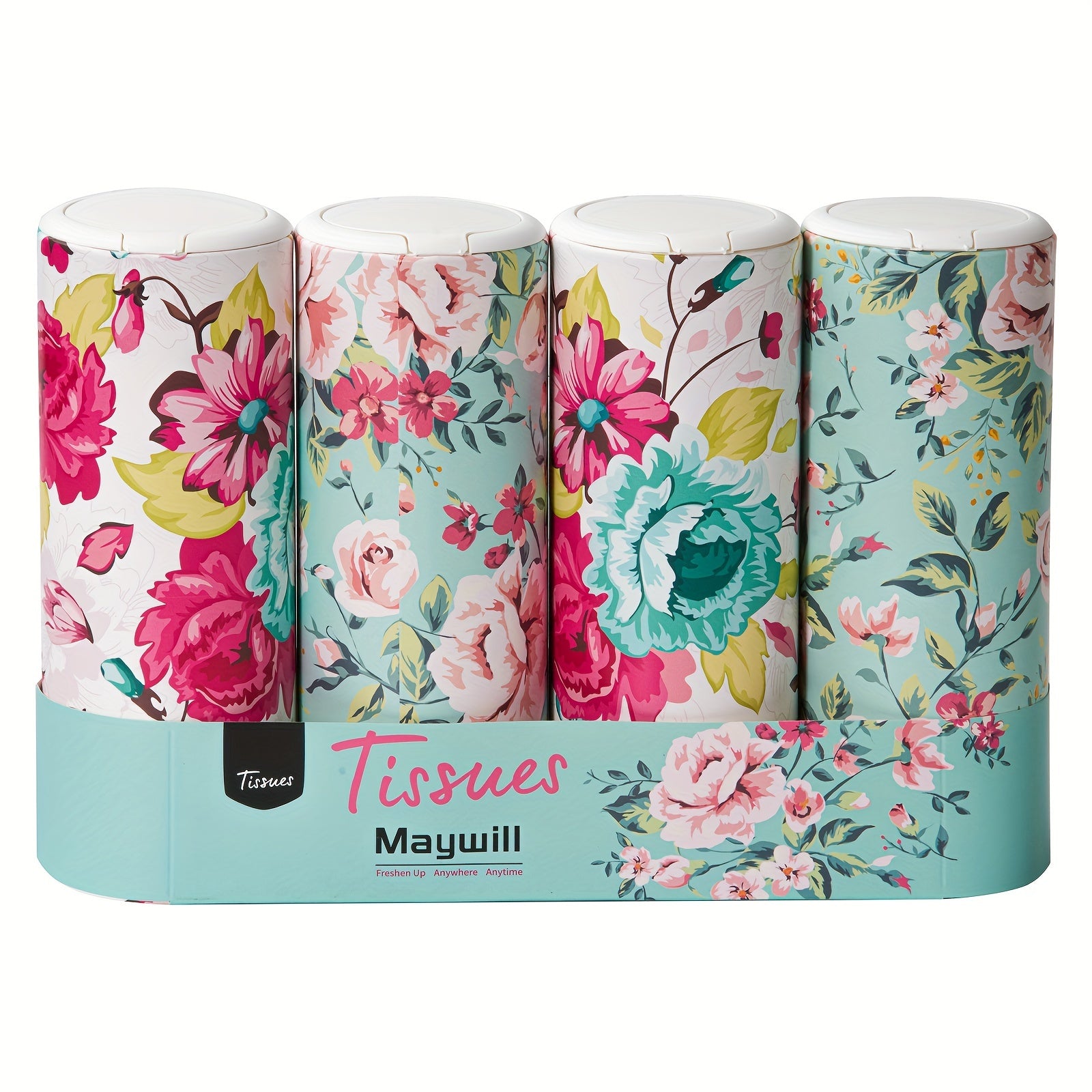 TEMU Car Tissues Holder With Facial Tissue, Car Cylinder Tissues With , Suitable For Car Cup Holder, Travel Tissue Tubes Box Container(3-ply, 4 Pack,