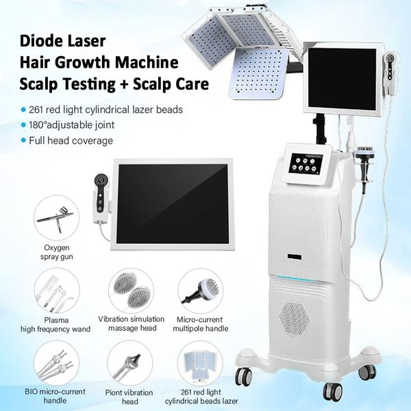 Hair Beauty Machine Professional Diode Laser 650nm Hair Regrowth Anti-hair Loss Treatment Follicle Energizing 8 in 1 Scalp Care Health Detec