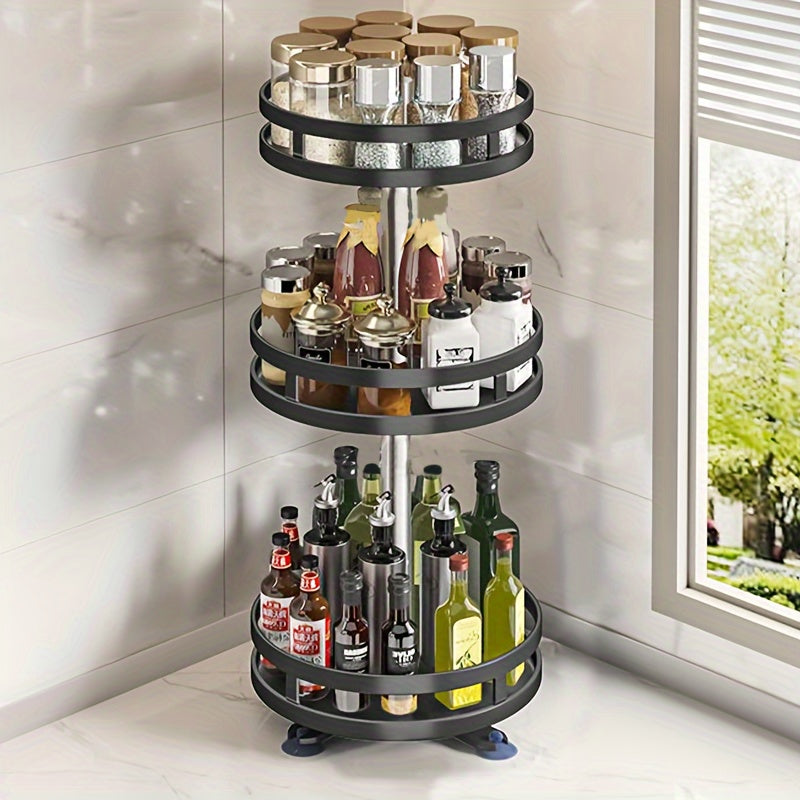 TEMU 1-2-3 Tier Metal Lazy Susan Turntable Organizer Rotating Spice Storage Rack Organizer For Cabinet, Kitchen, Countertop, Pantry, Cupboard,