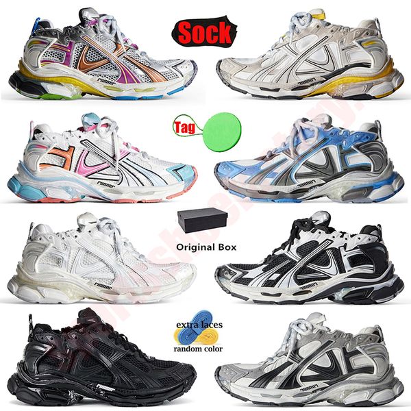 2024 Brand Banciaga Runner 7.0 7.5 Womens Mens Dress Woman Sneakers All Black White Grey Blue Red Pink Lime Fluo Green Brown Loafers Designe