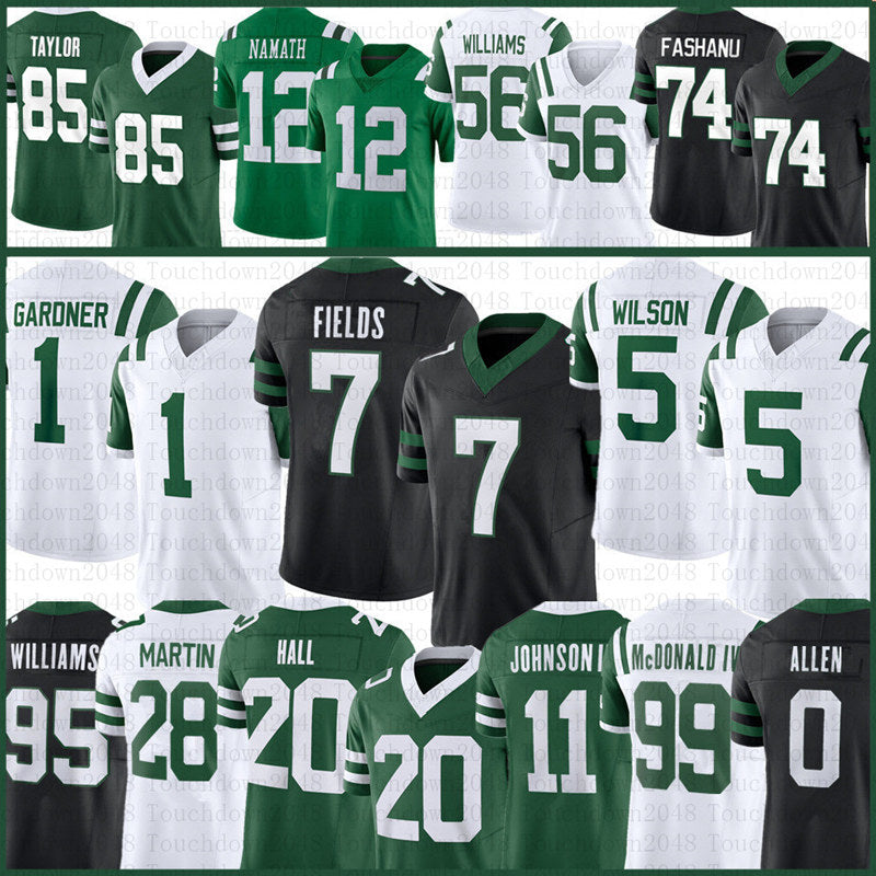 Justin Fields Garrett Wilson Football Jersey Ahmad Sauce Gardner Mason Taylor Breece Hall Quincy Quinnen Williams Joe Klecko Braelon Allen Darrelle