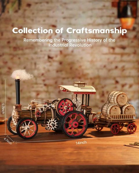 3D Puzzles Rokr 3D Wooden Puzzle Car Model Building Kit Steam Locomotive Model Kits Wooden Puzzle 469 Parts For Kids Adults