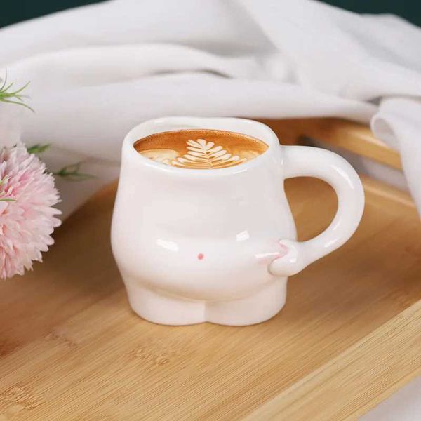 Hot Selling Cute Pinching Belly Cup Ceramic Milk Coffee Cup Funny Water Cup Niche Design Mug Y240813