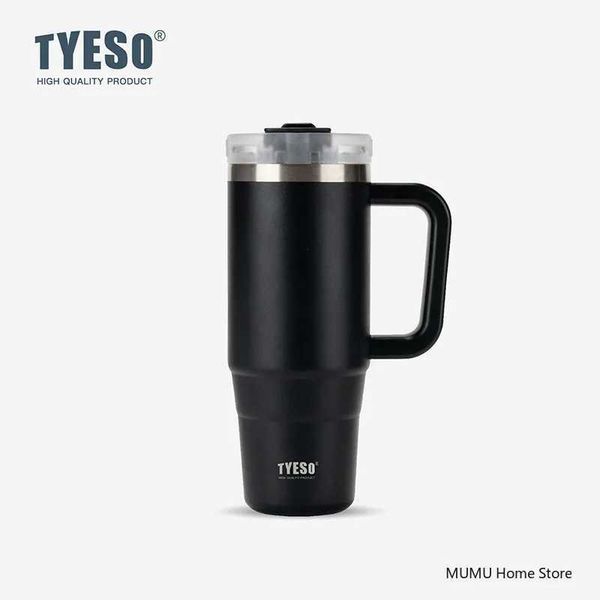 Tyeso 900ML-1200ML Stainless Steel Insulated Water Bottle Thermal Coffee Mug Car Cup Large Capacity Cold Straw Ice Bullion CupCL24809