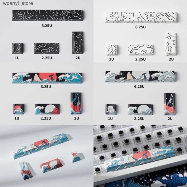 Keyboards Coral Sea Keycap 4PCS Keyca Cherry Profile Dye Sub PBT Keyca Space Bar 6.25U ESC Enter Mechanical Keyboard Custom Key Cover L24091