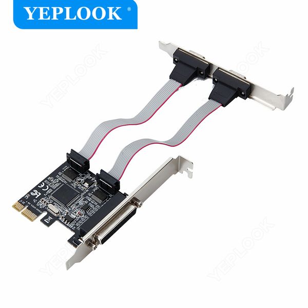 PCIe to 2x RS232 COM Serial Port DB9 + 1x Parallel Port DB25 Printer LPT Adapter Card Chipset ASIX-AX9900 for Desktop Computer