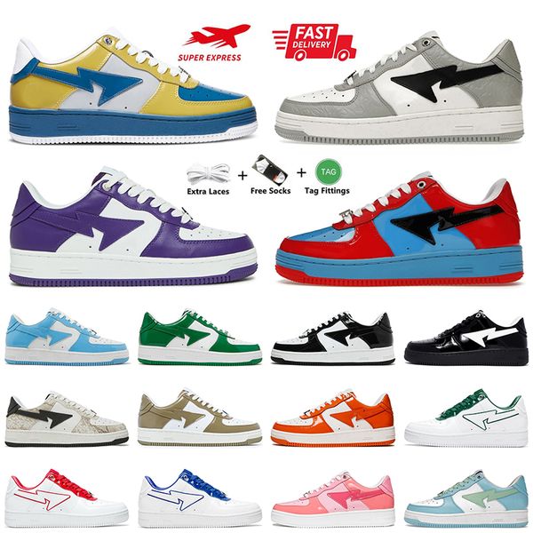 Men Casual Shoes Designer Skate Shoes Fashion Womens Walking Shoe Patent Black White Pink Blue Orange Grey Skateboarding Sta Sk8 Size 47 Spo