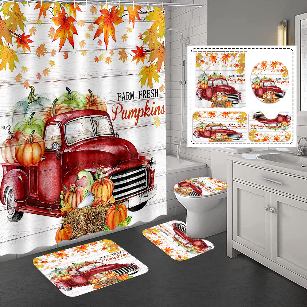 YL-37333 Hot selling shower curtain manufacturer Bomi digital printed polyester shower curtain non-slip mat set