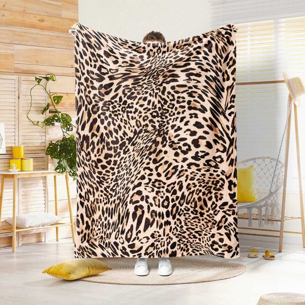 Flannel Fleece Throw Blanket for Couch Leopard Print Blanket for AdultSoft Cheetah Blanket for Bed Sofa 260GSMFOR All SeasonsXJ241210