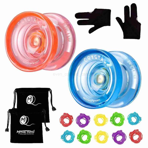 MAGICYOYO K2 Responsive Fingerspin Yoyo for Kids Beginners Crystal Yoyo for Kids Beginners Yo-Yo with 2 Gloves2 Bags10 StringsCL240716