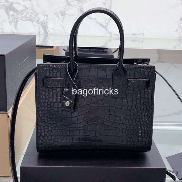 2024 Tote Bag Handbag Organ Shoulder formal Bags 26cm 22 Cm Crocodile Grain Calfskin With Lock Hasp Black Cross Body Designer