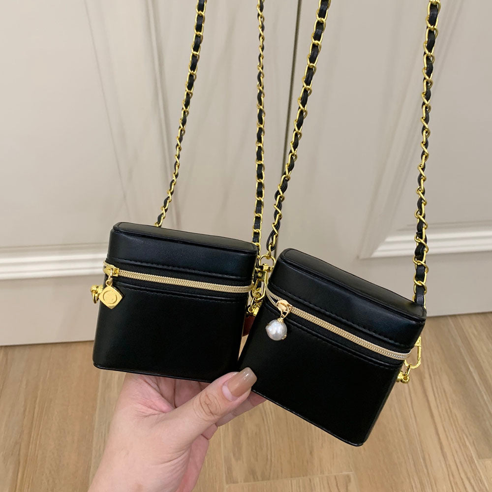 Designer Lipstick Organizer Bag with Mirror Chain Shoulder Bag Chest Pack Lady Small Waste Bag Storage box