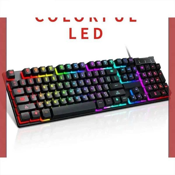 Keyboards Metal illuminated computer keyboard and mouse kit USB wired gaming color backlit mechanical feel keyboard and mouse CL250110