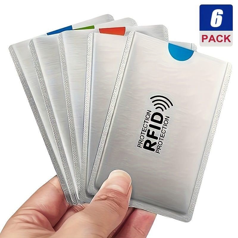 TEMU 6-pack Rfid Blocking Card Sleeves, Aluminum Foil Nfc Protection For Credit, Id, Bank Cards, Passport, No Electricity Needed, Desk & Drawer