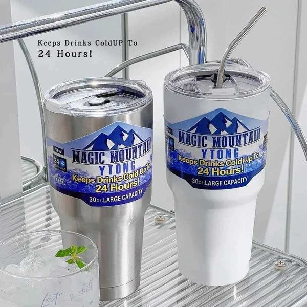 Magic Mountain Label Card Thermos Cup Frreze Thermal Flasks Coffee Mug Vacuum Insulated Bottle Stainless Water Keep Drink ColdCL240809