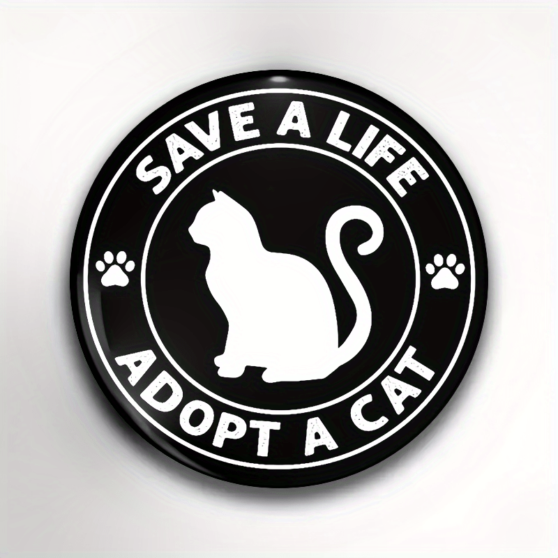 TEMU Adopt A Cat Brooch Pin - Cartoon Cat Silhouette With & Lettering - Accessory For Clothing, Hats, Backpacks - Thoughtful Gift For Cat Lovers, ,