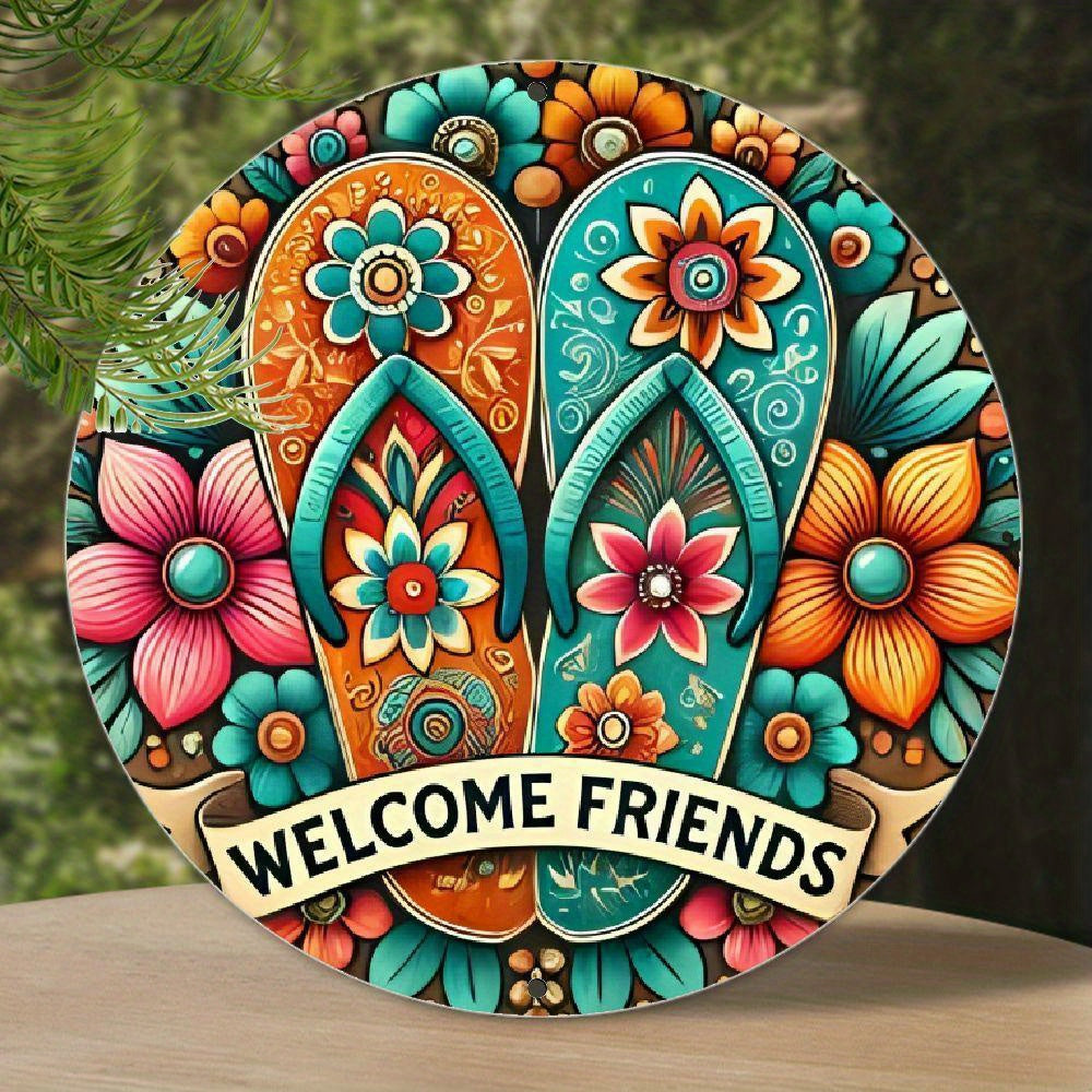 TEMU 1pc Vibrant Welcome Metal Sign – Colorful & , Durable Waterproof Aluminum Wall Decor For Home, Bedroom, Kitchen, Bar, Cafe – Easy To Hang,