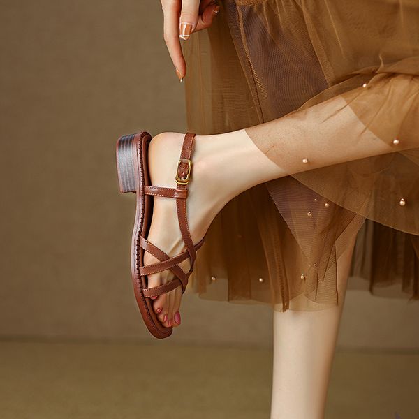 2024 Summer Retro Women Ladies Casual Shoes Wedge Chunky Sandals Gladiator Fashion 5ae7