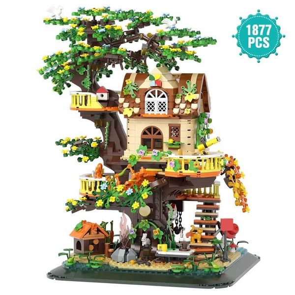 Blocks Blocks DIY Tree House Model Building Set 1877PCS Forest Brick Street View Sets Kit Gift for Kids Adults H241115 Y240208