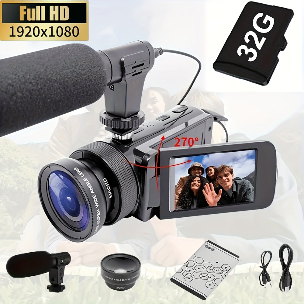 TEMU Newest Model Portable Camera With 32g Memory Card, 16 Megapixel Hd Microphone, 16x Digital Zoom, Rechargeable Camera, Recording Flipping The