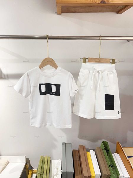 Top child tshirt suit baby tracksuits Summer girls T-shirt set kids designer clothes Color contrast logo printing short sleeve tee and short