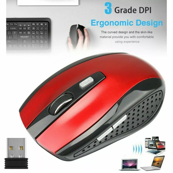 Durable Wireless Optical Mouse with USB Receiver | Compatible with PCs and Laptops (2.4GHz)