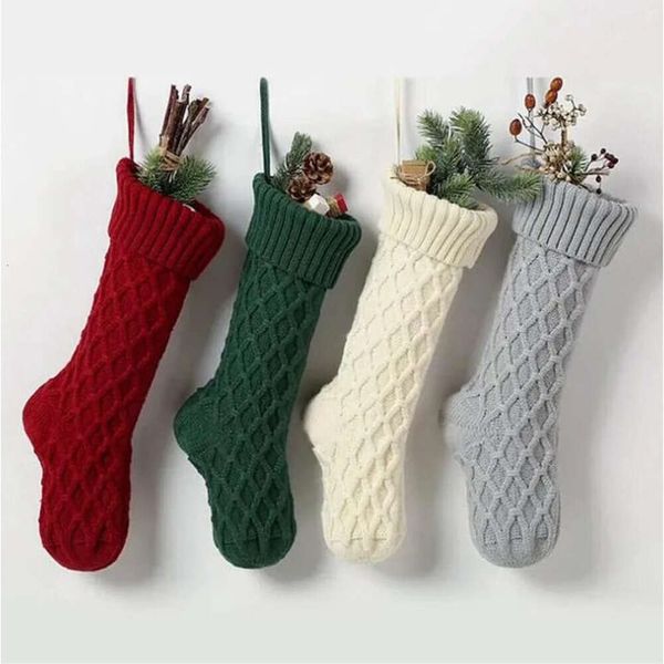 Personalized High Quality Christmas Stocking Gift Bags Knit Decorations Xmas socking Large Decorative Soc F060218