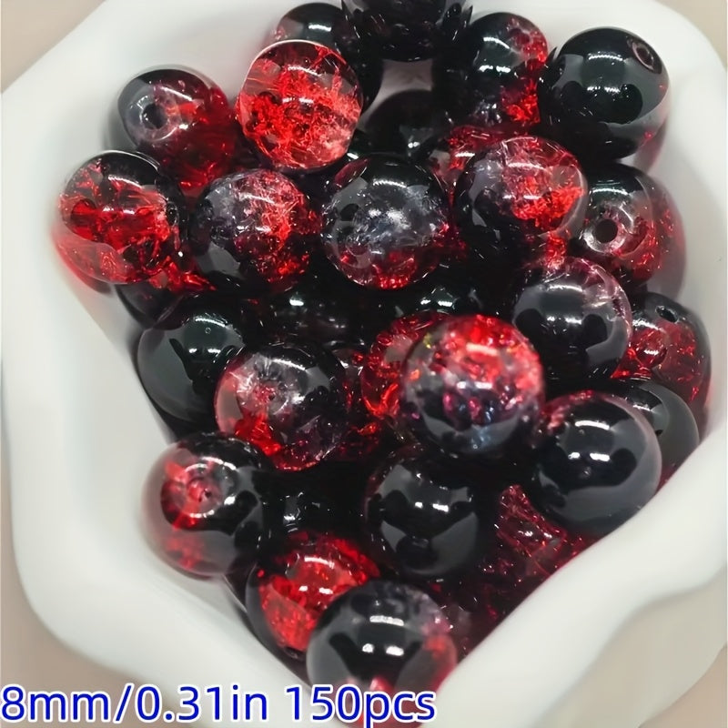 TEMU 150pcs 10mm-8mm Red And Black Beads For Making, Bracelet, Necklace, And Bag Chain Decorations - Craft Accessories Material