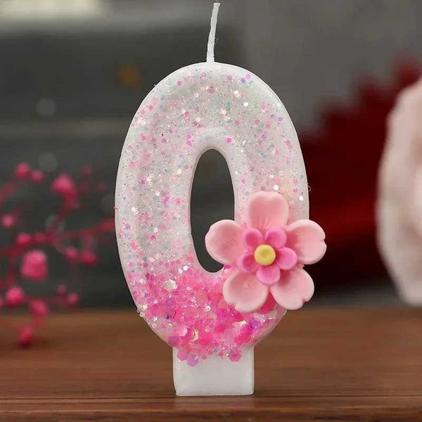 Creative Numbers Candle 0-9 Birthday Cake Decoration Candles Pink Flower Candles Party Atmosphere Candles Cake Decoration Supply Y240815